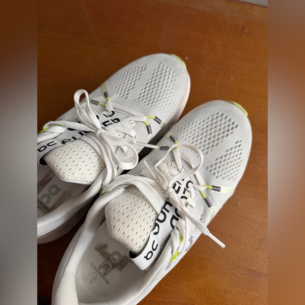 On Running Women's Sneakers White with Light Yellow Accents - Picture 10 of 12
